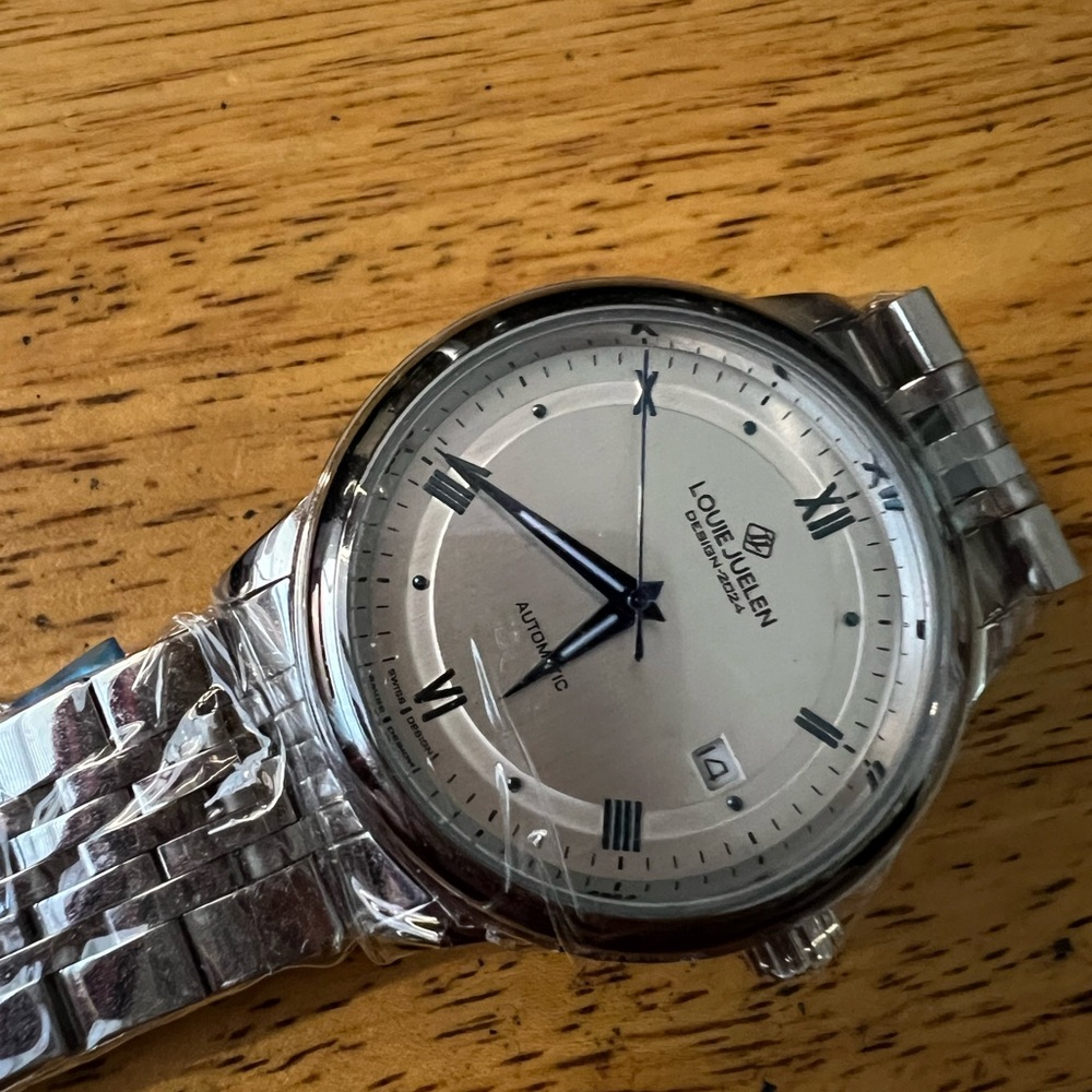 New Louis Jullien Silver Watch Automatic Mechanical Watch